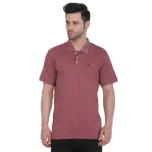 Men's Poly Viscose Polo Plain Tshirt (Maroon Melange)