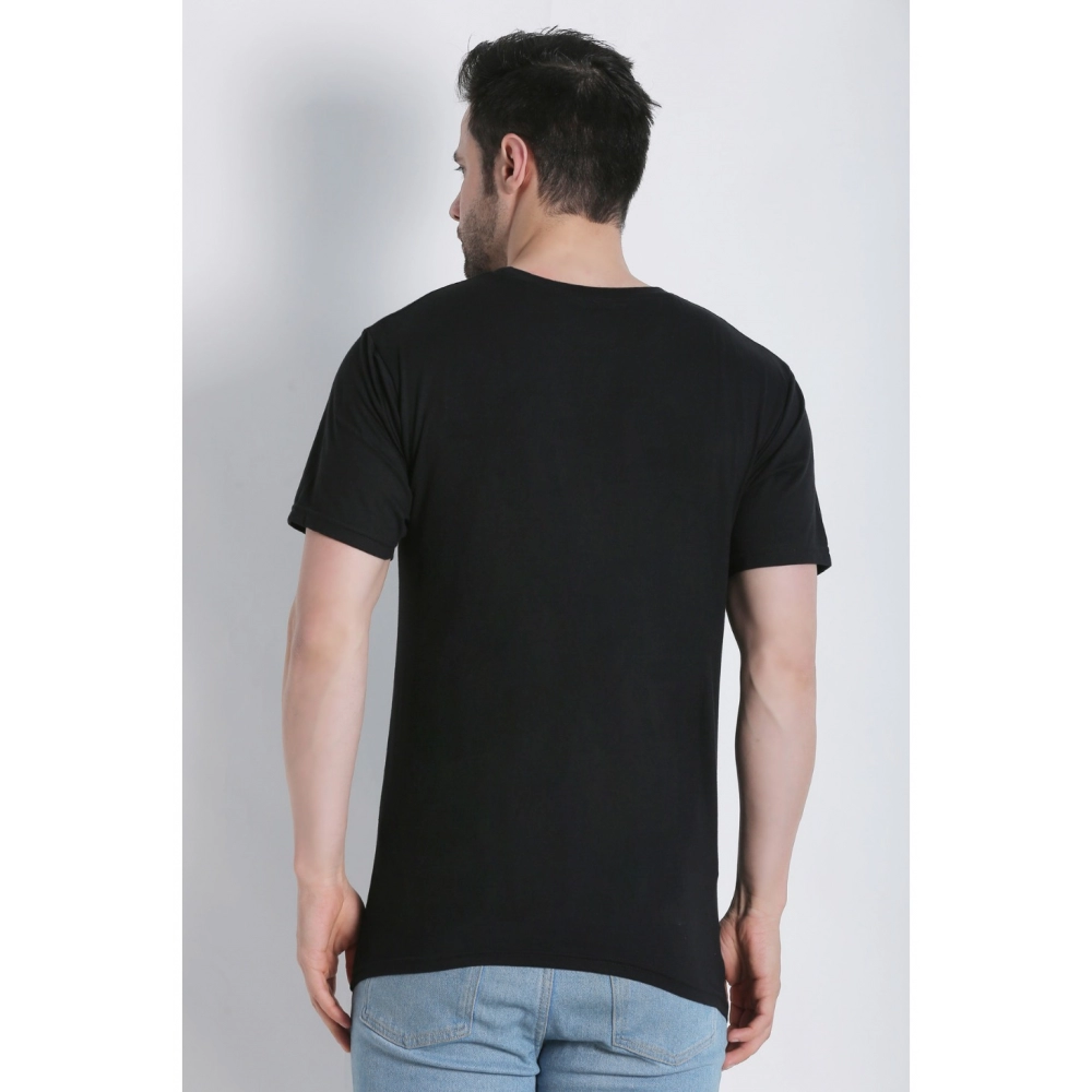 Men's Cotton Jersey Round Neck Plain Tshirt (Black) - Image 2