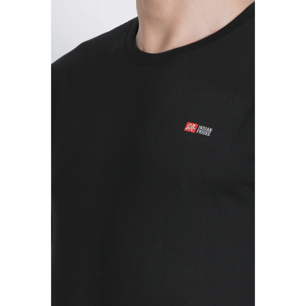 Men's Cotton Jersey Round Neck Plain Tshirt (Black) - Image 5