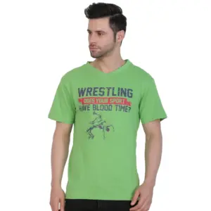 Men's Cotton Jersey V Neck Printed Tshirt (Pale Green)