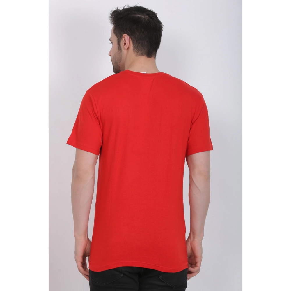 Men's Cotton Jersey Round Neck Printed Tshirt (Red) - Image 2