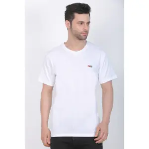Men's Cotton Jersey V Neck Plain Tshirt (White)