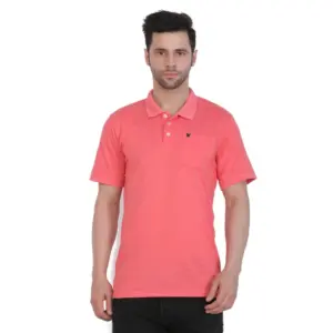 Men's Poly Viscose Polo Plain Tshirt (Red Melange)