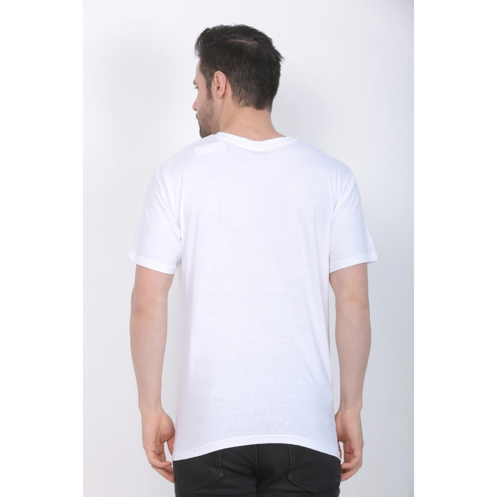 Men's Cotton Jersey V Neck Plain Tshirt (White) - Image 2