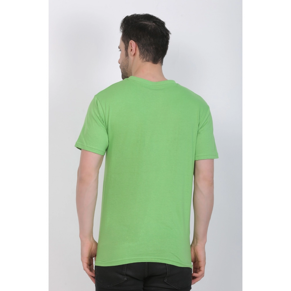 Men's Cotton Jersey V Neck Plain Tshirt (Pale Green) - Image 2