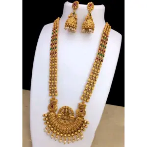 Women's Gold Plated Choker Necklace and Earrings Set (Multi Color, Free Size)