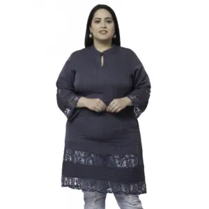 Women's Crepe Solid Knee Length Fit and Flare Dress (Grey)