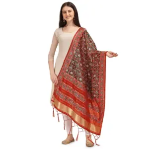 Women's Silk Pure Zari weaving Duppatta (Purple, Length: 2-2.3 Mtrs)
