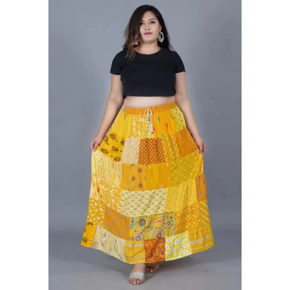 Women's Rayon Printed Elastic Skirt (Multicolor, Free Size) - Image 2