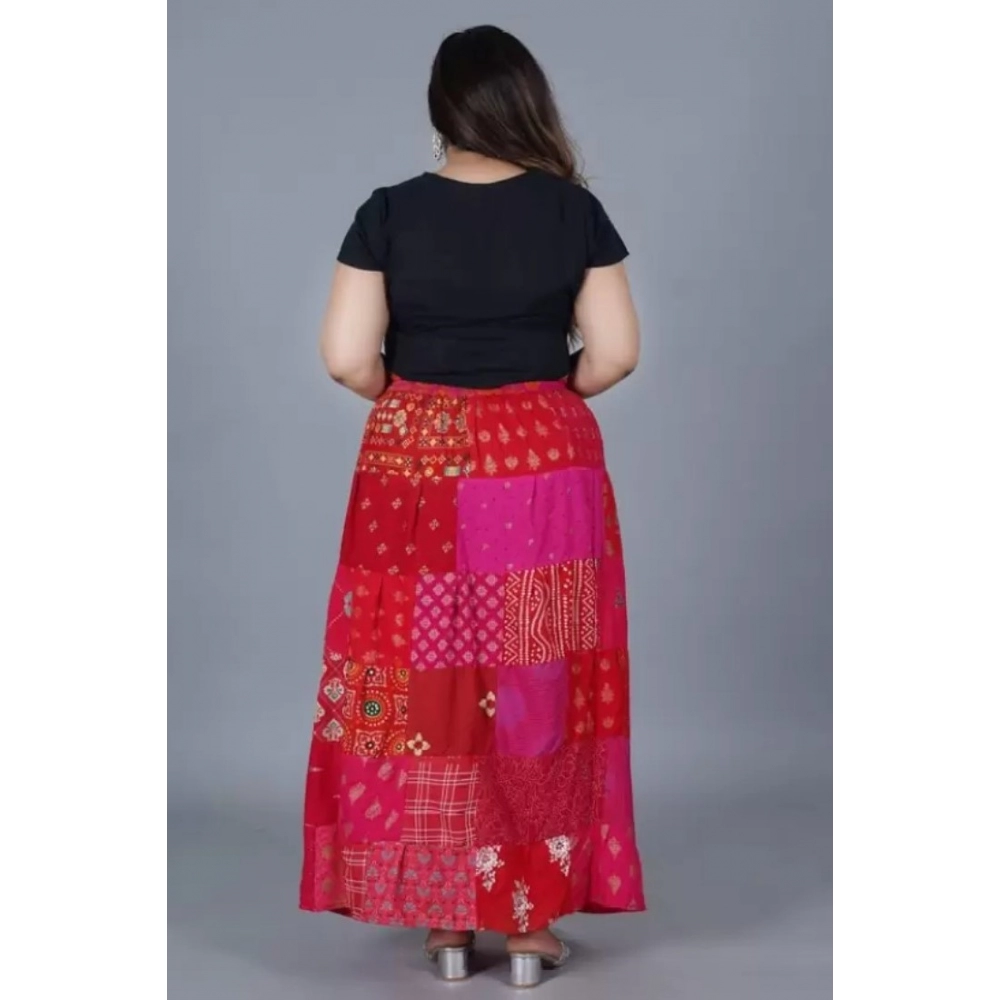 Women's Rayon Printed Elastic Skirt (Multicolor, Free Size) - Image 3