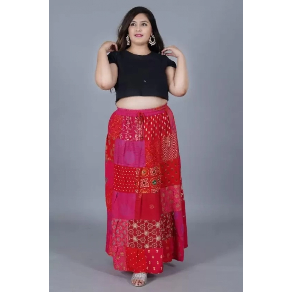 Women's Rayon Printed Elastic Skirt (Multicolor, Free Size) - Image 2