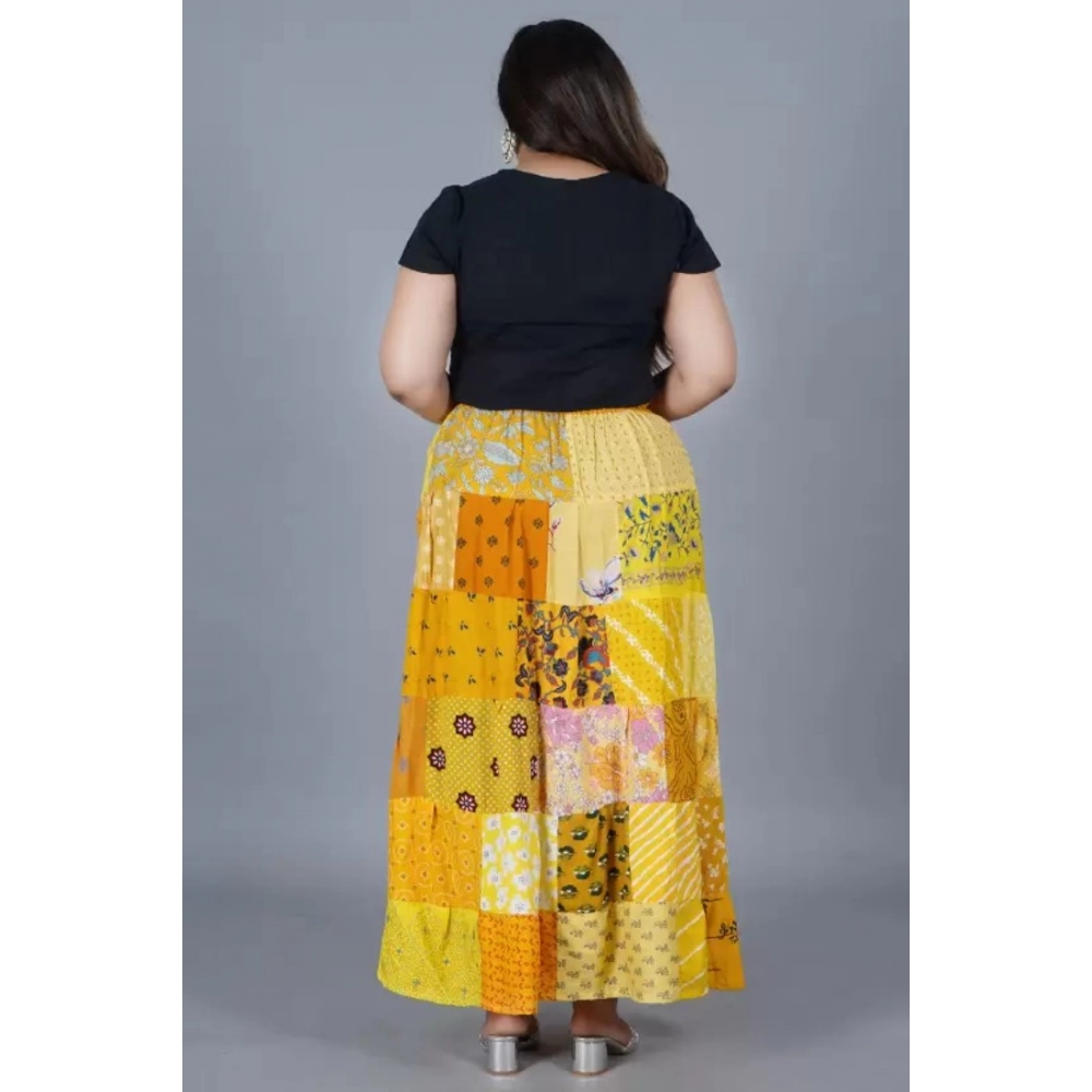 Women's Rayon Printed Elastic Skirt (Multicolor, Free Size) - Image 3
