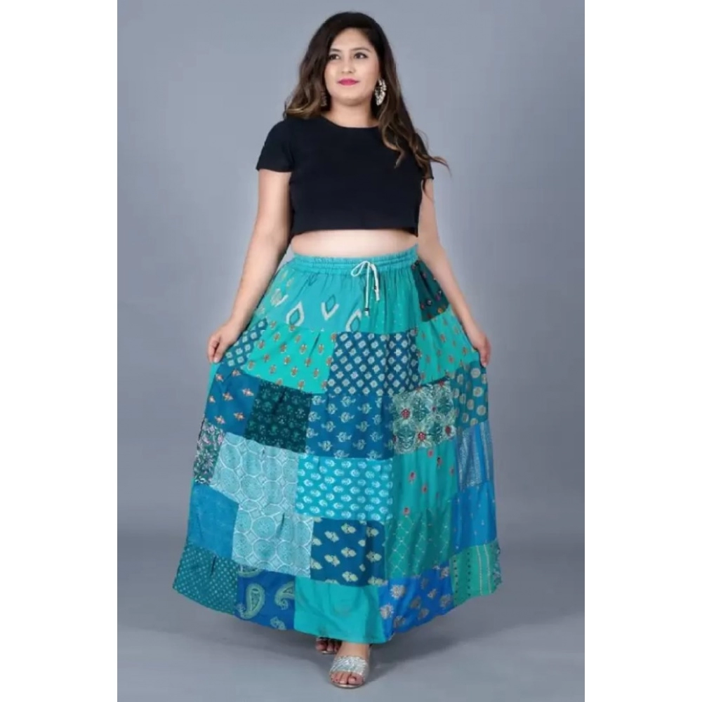 Women's Rayon Printed Elastic Skirt (Multicolor, Free Size) - Image 2