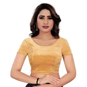 Women's?Velvet Solid Non Padded Readymade Blouse (Beige, Size: Free Size)