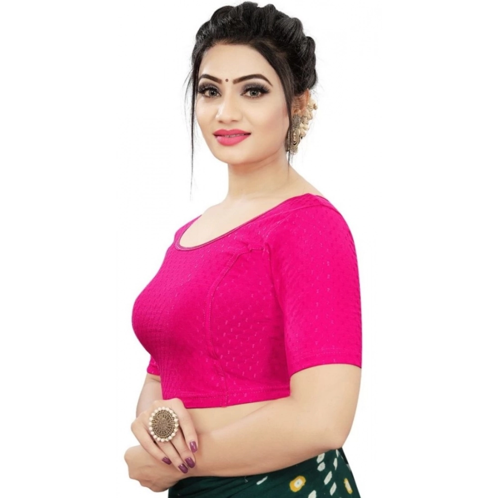 Women's?Cotton Lycra Blend Solid Non Padded Readymade Blouse (Rani, Size: Free Size) - Image 3