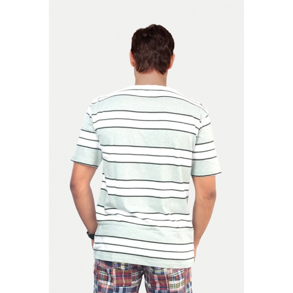 Men's?Casual Half sleeve Stripped Cotton Crew Neck T-shirt (White?) - Image 2