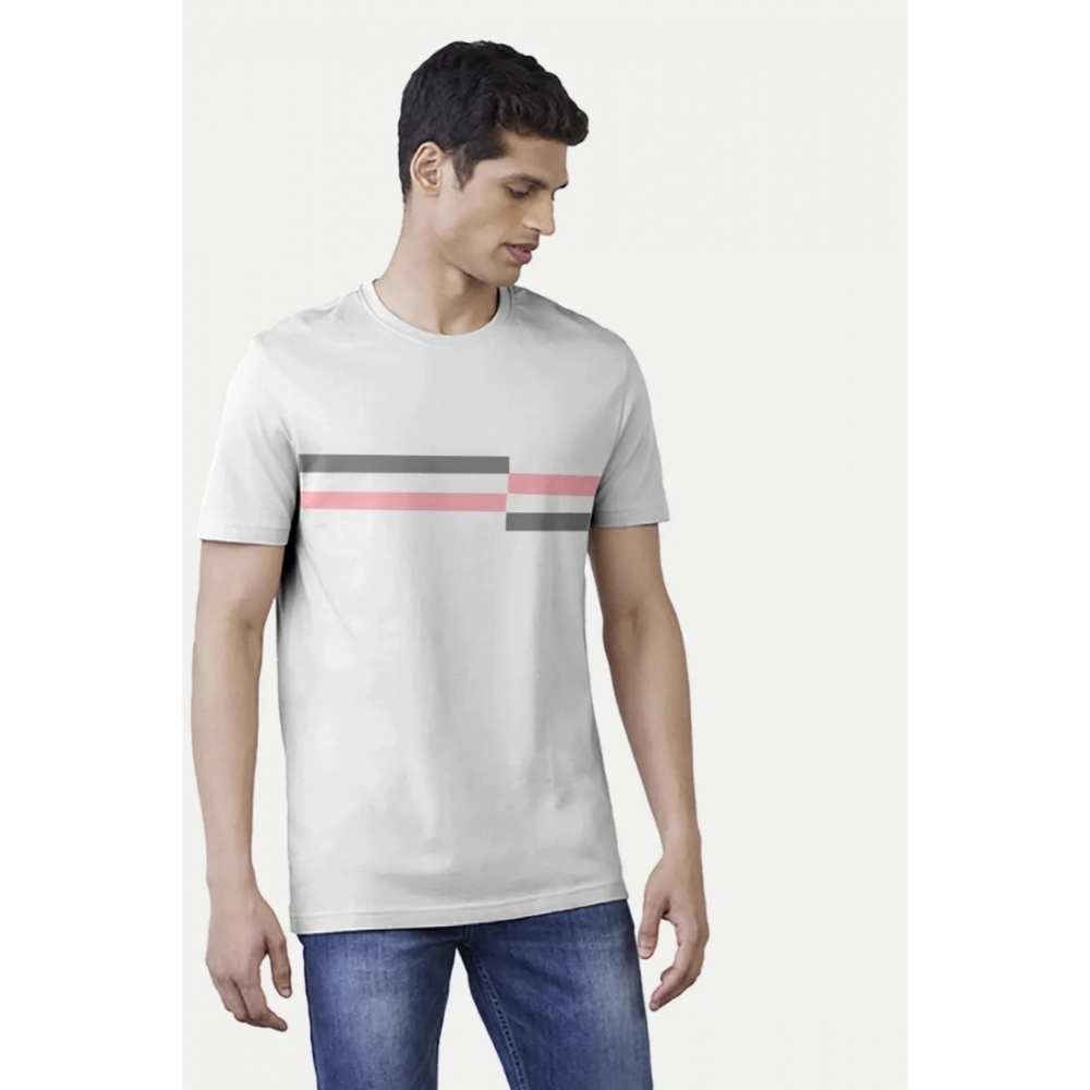 Men's?Casual Half sleeve Solid?Cotton Crew Neck T-shirt (Light Grey) - Image 3