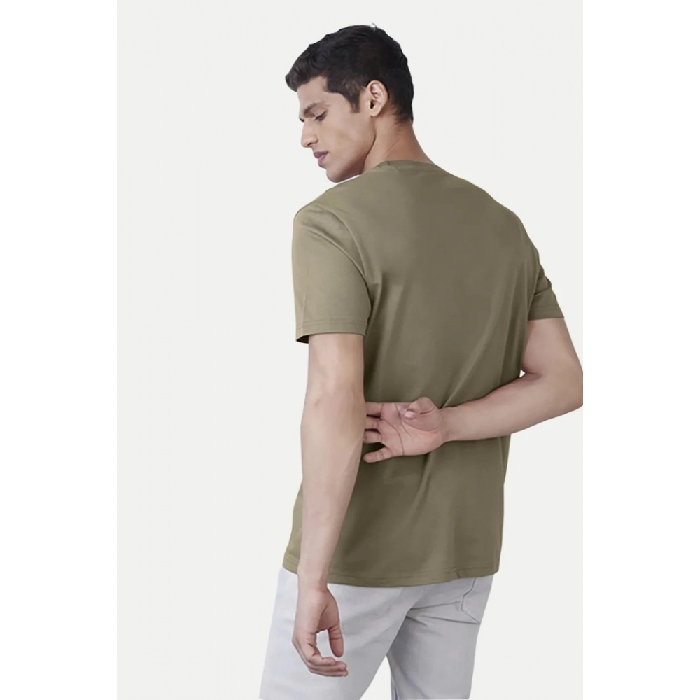 Men's?Casual Half sleeve Printed Cotton Crew Neck T-shirt (Green) - Image 2