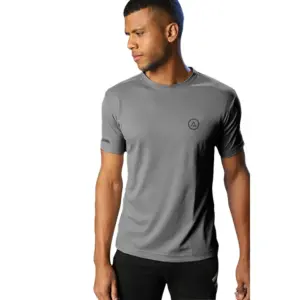 Men's Casual Half sleeve Solid Polyester Crew Neck T-shirt (Grey)