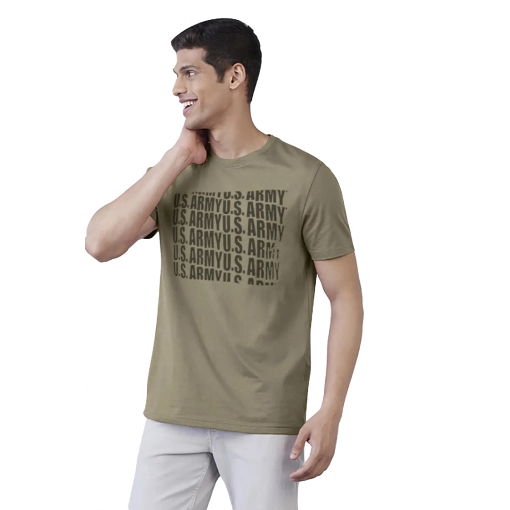 Men's?Casual Half sleeve Printed Cotton Crew Neck T-shirt (Green)
