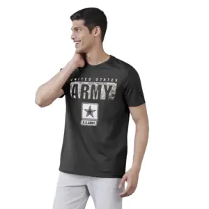 Men's?Casual Half sleeve Printed Cotton Round Neck T-shirt (Dark Grey)