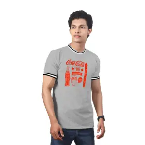 Men's?Casual Half sleeve Printed Cotton Crew Neck T-shirt (Grey Melange)