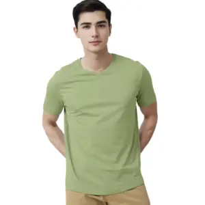 Men's?Casual Half sleeve Solid?Cotton V Neck T-shirt (Pista)