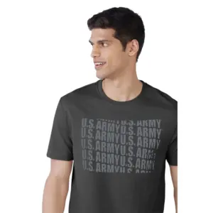 Men's?Casual Half sleeve Printed Cotton Round Neck T-shirt (Dark Grey)