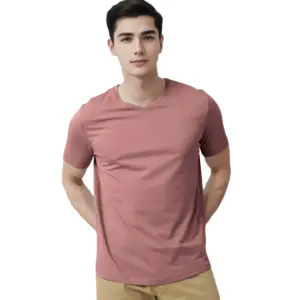 Men's?Casual Half sleeve Solid?Cotton V Neck T-shirt (Onion)
