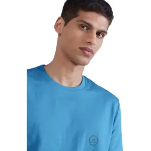 Men's Casual Half sleeve Solid Polyester Crew Neck T-shirt (Light Blue)