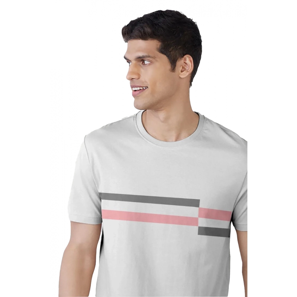Men's?Casual Half sleeve Solid?Cotton Crew Neck T-shirt (Light Grey)