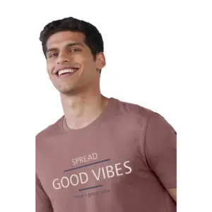 Men's?Casual Half sleeve Printed Cotton Crew Neck T-shirt (Pink)