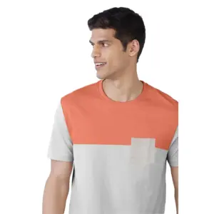 Men's?Casual Half sleeve Solid?Cotton Round Neck T-shirt (Beige)