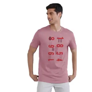 Men's?Casual Half sleeve Printed Cotton Crew Neck T-shirt (Pink)
