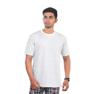 Men's?Casual Half sleeve Stripped Cotton Crew Neck T-shirt (Grey?)