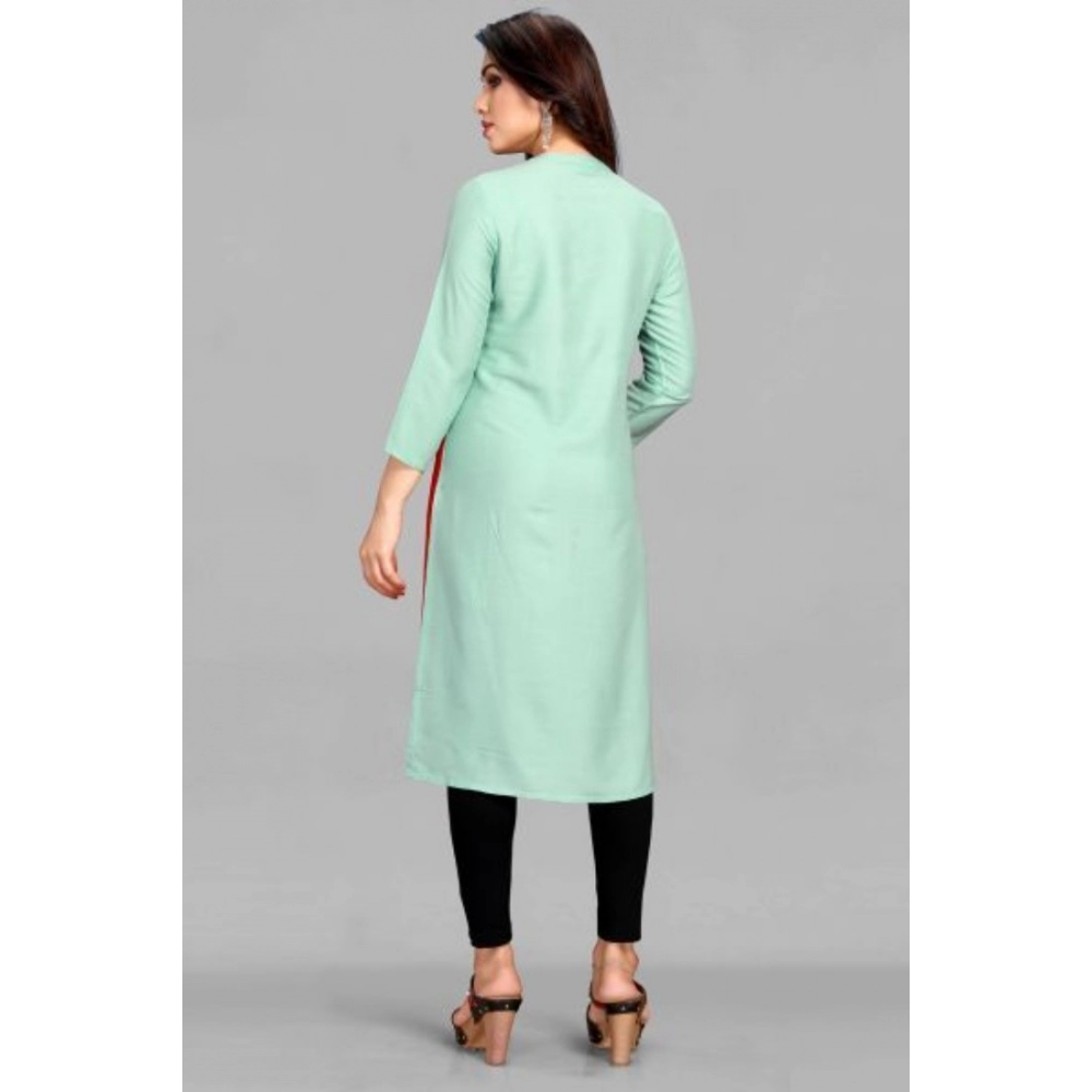 Women's Casual 3/4 Sleeve Viscose Rayon Printed Kurti (Light Blue) - Image 5