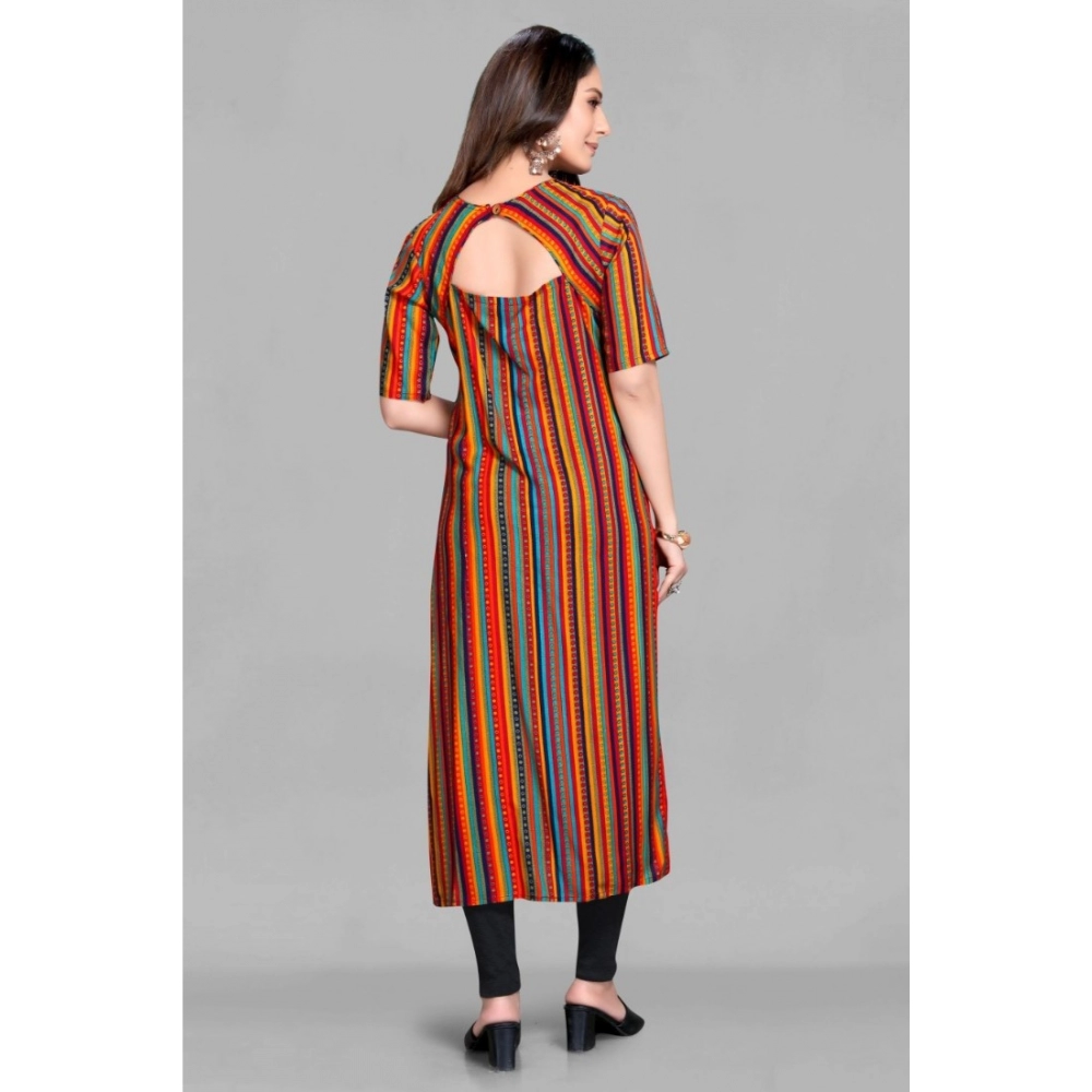 Women's Casual 3/4 Sleeve Viscose Rayon Strip Kurti (Multicolor) - Image 5