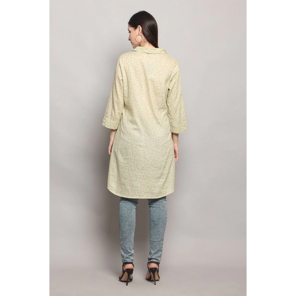 Women's Casual 3/4 Sleeve Cotton Blend Printed Kurti (Green) - Image 5