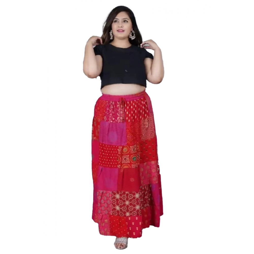Women's Rayon Printed Elastic Skirt (Multicolor, Free Size)
