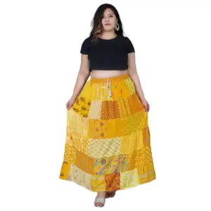 Women's Rayon Printed Elastic Skirt (Multicolor, Free Size)