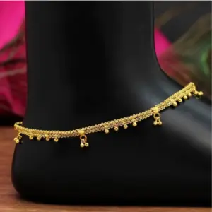 Women's Gold Color Anklets (Free Size: Upto 10")