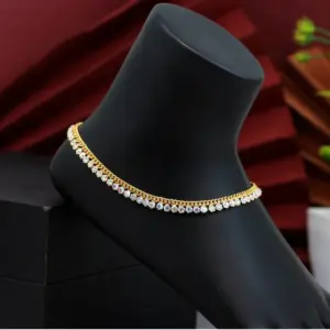 Women's Rainblow Color Rhinestone Anklets (Free Size: Upto 10")