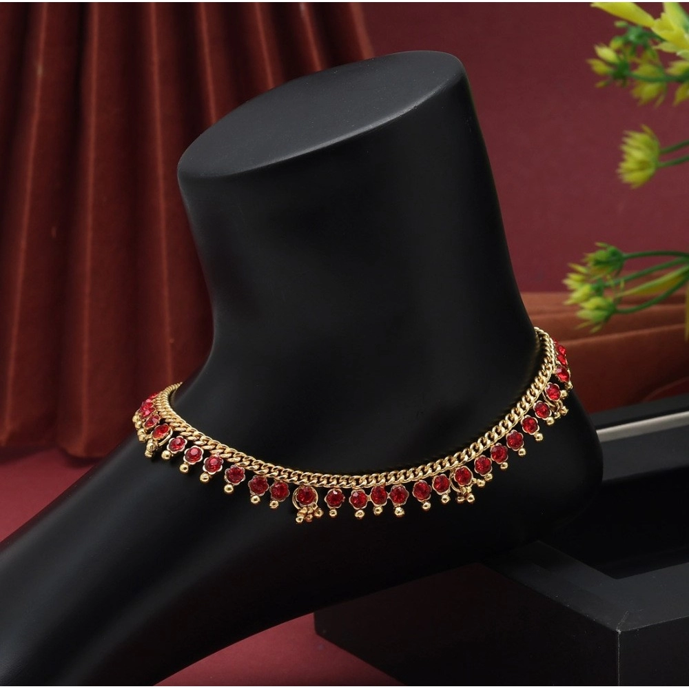 Women's Red Color Anklets (Free Size: Upto 10") - Image 2