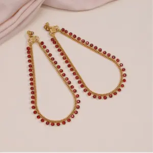 Women's Red Color Anklets (Free Size: Upto 10")