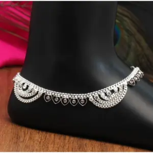 Women's Maroon Color Rhinestone Anklets (Free Size: Upto 10")