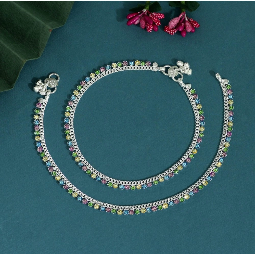 Women's Multi Color Rhinestone Anklets (Free Size: Upto 10") - Image 2