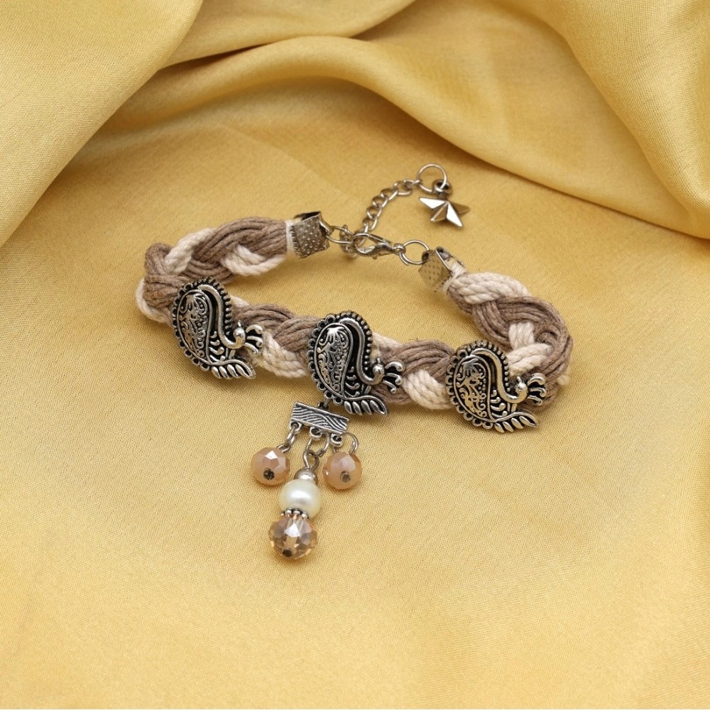 Women's Silver Color Oxidised Adjustable Bracelet - Image 2