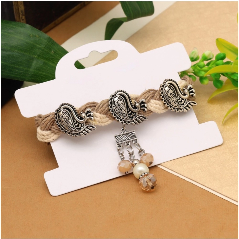Women's Silver Color Oxidised Adjustable Bracelet