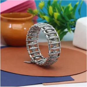 Women's Silver Color Oxidised Adjustable Bracelet