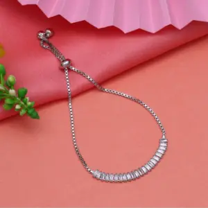 Women's Silver Color Rhinestone Adjustable Bracelet